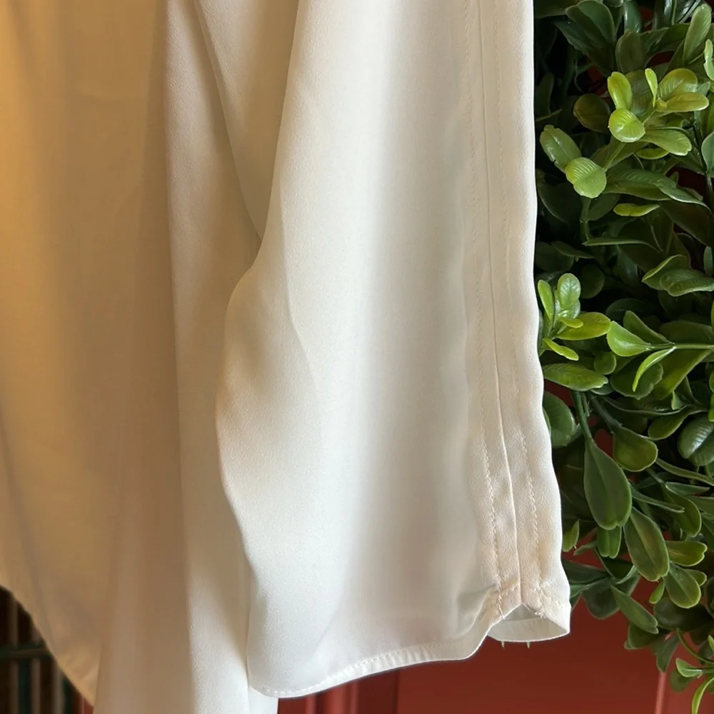 The Limited Ladies L Tall Cream Sheer Blouse